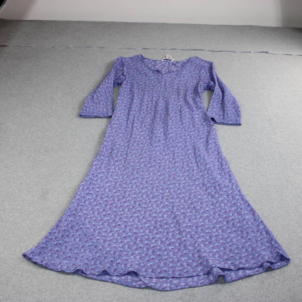 VintageApril Cornell Dress Women Medium Purple Floral Maxi Beaded Boho READ 90s